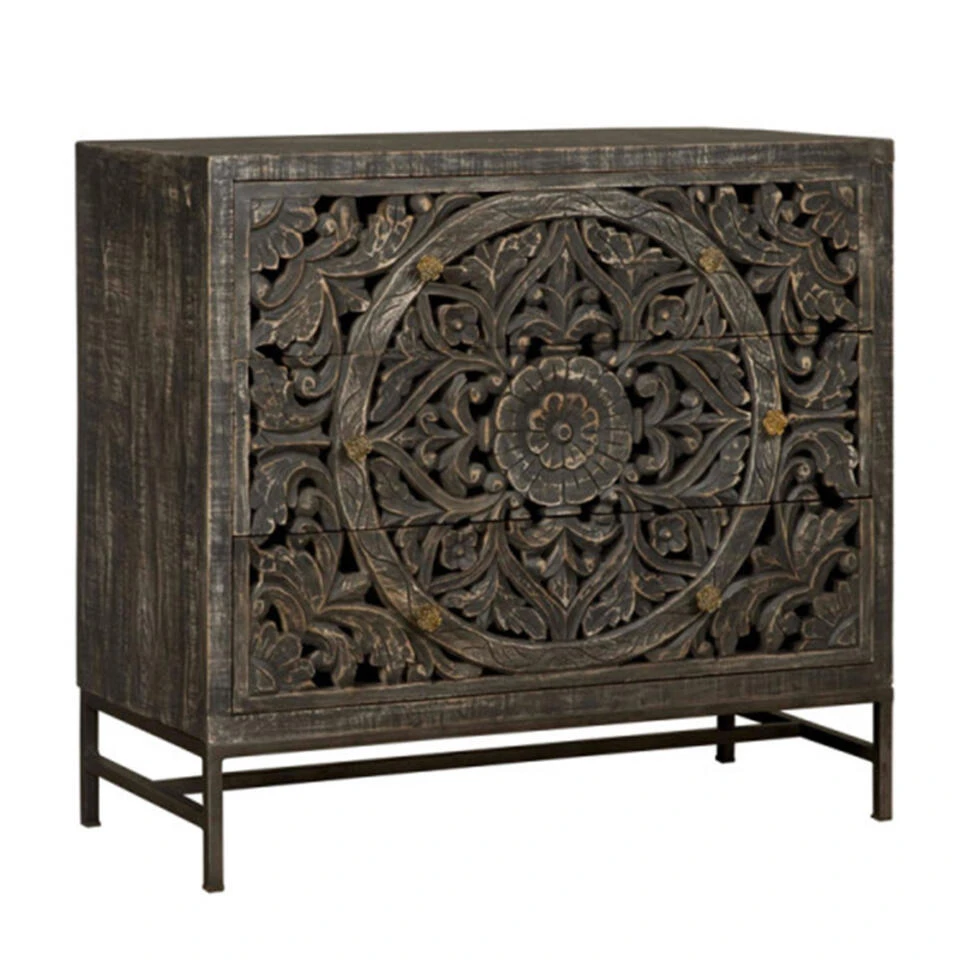 Tower Living Casina Ladekast 3 Lades Zwart - 100x96 Cm 4 Tower Living Casina Ladekast 3 Lades Zwart - 100x96 Cm - Afbeelding 2