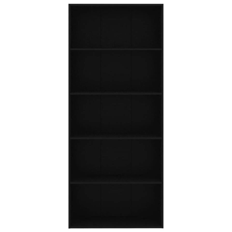 VidaXL Boekenkast Met 5 Schappen 80x30x189 Cm Spaanplaat Zwart 6 VidaXL Boekenkast Met 5 Schappen 80x30x189 Cm Spaanplaat Zwart - Afbeelding 4