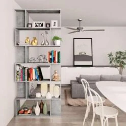VidaXL Boekenkast/kamerscherm 80x24x192 Cm Spaanplaat Betongrijs -RoomStyle Verkoopwinkel 5800c18db33140638b9a95293b615ddb