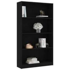 VidaXL Boekenkast Met 4 Schappen 80x24x142 Cm Bewerkt Hout Zwart -RoomStyle Verkoopwinkel 5c191566871045699815155198d6299d