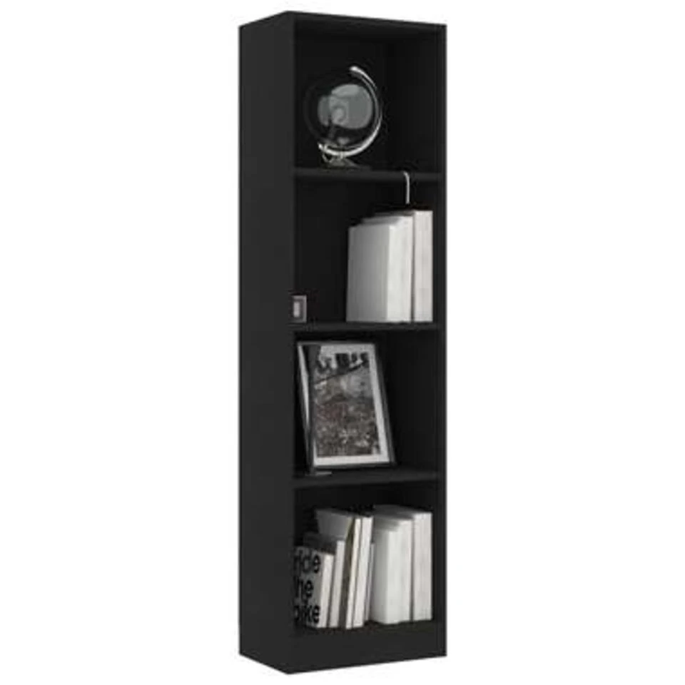 VidaXL Boekenkast Met 4 Schappen 40x24x142 Cm Spaanplaat Zwart 4 VidaXL Boekenkast Met 4 Schappen 40x24x142 Cm Spaanplaat Zwart - Afbeelding 2