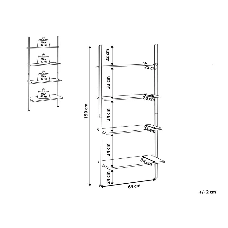 Beliani Ladderkast VILSECK - Donkere Houtkleur Vezelplaat 4 Beliani Ladderkast VILSECK - Donkere Houtkleur Vezelplaat - Afbeelding 2
