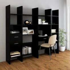VidaXL 4-delige Boekenkastenset Spaanplaat Zwart -RoomStyle Verkoopwinkel 6432bda7c11c4ade9fe777791232d1ae