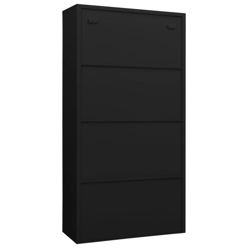 VidaXL Lockerkast 90x40x180 Cm Staal Zwart 5 VidaXL Lockerkast 90x40x180 Cm Staal Zwart - Afbeelding 4