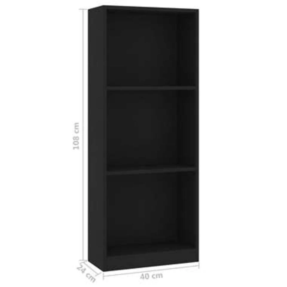 VidaXL Boekenkast Met 3 Schappen 40x24x108 Cm Bewerkt Hout Zwart 6 VidaXL Boekenkast Met 3 Schappen 40x24x108 Cm Bewerkt Hout Zwart - Afbeelding 4