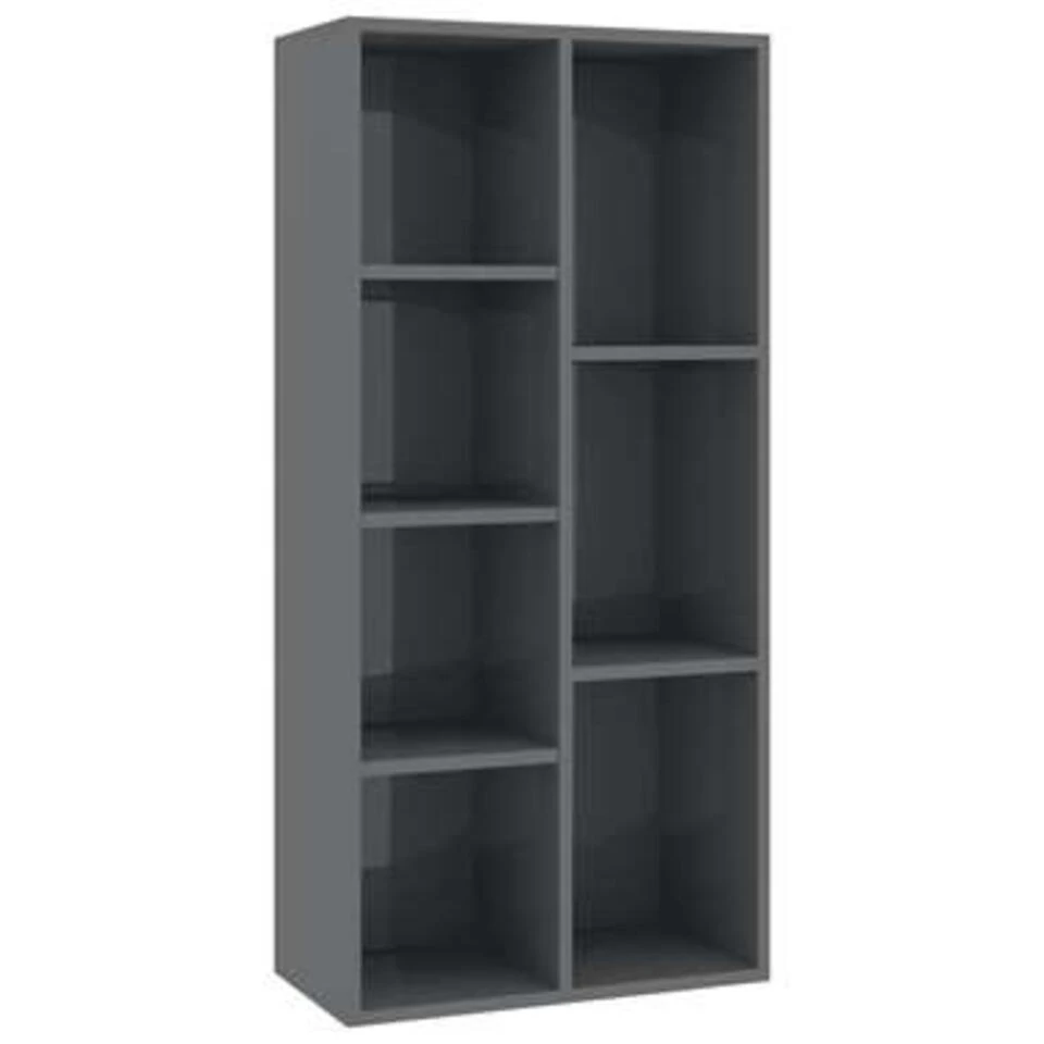 VidaXL Boekenkast 50x25x106 Cm Bewerkt Hout Hoogglans Grijs 4 VidaXL Boekenkast 50x25x106 Cm Bewerkt Hout Hoogglans Grijs - Afbeelding 2