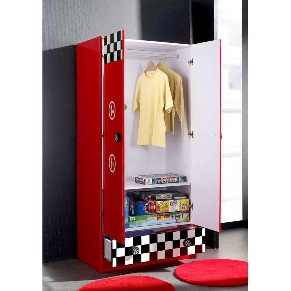 Vipack 2-deurs Kledingkast Monza - Rood - 190x90x55 Cm 6 Vipack 2-deurs Kledingkast Monza - Rood - 190x90x55 Cm - Afbeelding 4