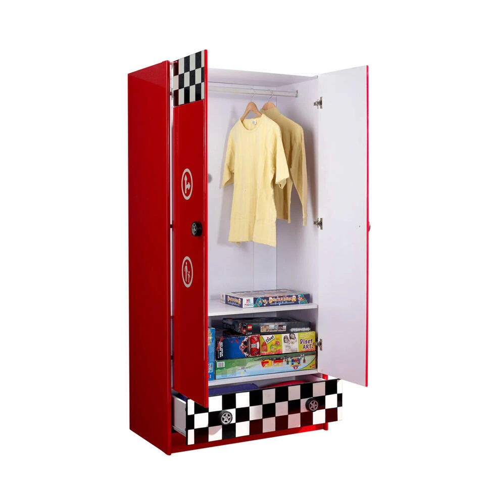 Vipack 2-deurs Kledingkast Monza - Rood - 190x90x55 Cm 5 Vipack 2-deurs Kledingkast Monza - Rood - 190x90x55 Cm - Afbeelding 3