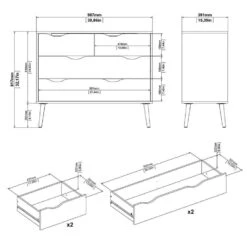 Ladekast Delta 4 Lades- Wit/eikenkleur - 81,7x98,6x39,1 Cm -RoomStyle Verkoopwinkel 81009561 9700