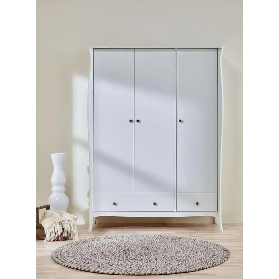 Kledingkast Baroque 3-deurs - Wit - 192x143,3x50 Cm 6 Kledingkast Baroque 3-deurs - Wit - 192x143,3x50 Cm - Afbeelding 4