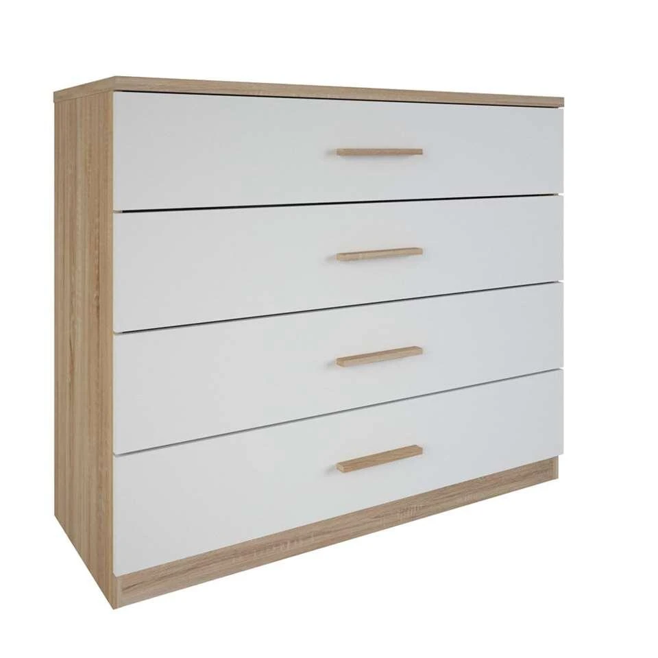 Ladekast Selena 4 Lades - Eikenkleur/wit - 84,7x100x41,6 Cm 4 Ladekast Selena 4 Lades - Eikenkleur/wit - 84,7x100x41,6 Cm - Afbeelding 2