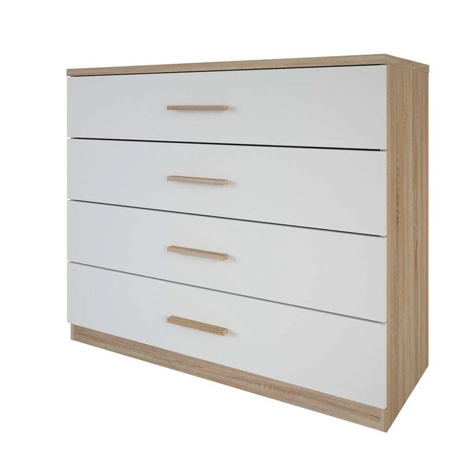 Ladekast Selena 4 Lades - Eikenkleur/wit - 84,7x100x41,6 Cm 5 Ladekast Selena 4 Lades - Eikenkleur/wit - 84,7x100x41,6 Cm - Afbeelding 3