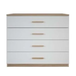 Ladekast Selena 4 Lades - Eikenkleur/wit - 84,7x100x41,6 Cm