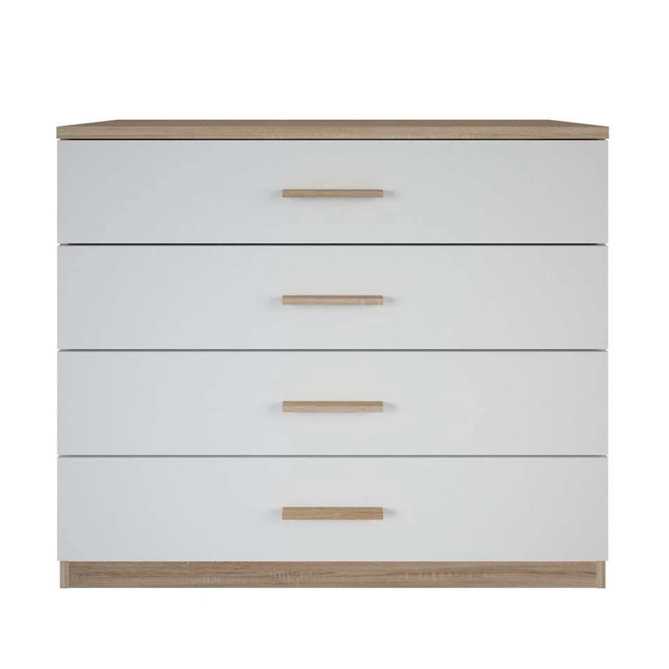 Ladekast Selena 4 Lades - Eikenkleur/wit - 84,7x100x41,6 Cm 3 Ladekast Selena 4 Lades - Eikenkleur/wit - 84,7x100x41,6 Cm