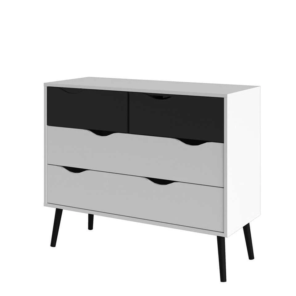 Ladekast Delta - 4 Lades - Wit/mat Zwart 5 Ladekast Delta - 4 Lades - Wit/mat Zwart - Afbeelding 3