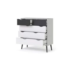 Ladekast Delta - Wit/mat Zwart - 100,9x98,7x39,1 Cm -RoomStyle Verkoopwinkel 81018675 0300