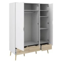 Kledingkast Delta - 3-deurs - Wit/eiken -RoomStyle Verkoopwinkel 81018684 0300