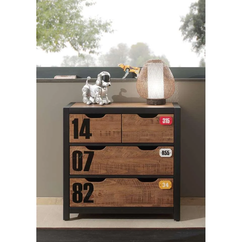 Vipack Commode Alex - Bruin - 86x42x83 Cm 4 Vipack Commode Alex - Bruin - 86x42x83 Cm - Afbeelding 2