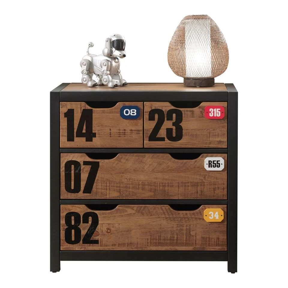 Vipack Commode Alex - Bruin - 86x42x83 Cm 3 Vipack Commode Alex - Bruin - 86x42x83 Cm