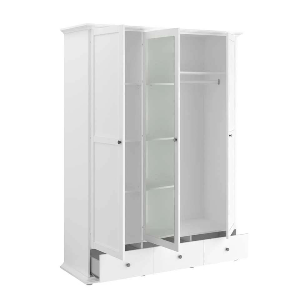 Kledingkast Margaux - Wit - 202x152x53 Cm 6 Kledingkast Margaux - Wit - 202x152x53 Cm - Afbeelding 4