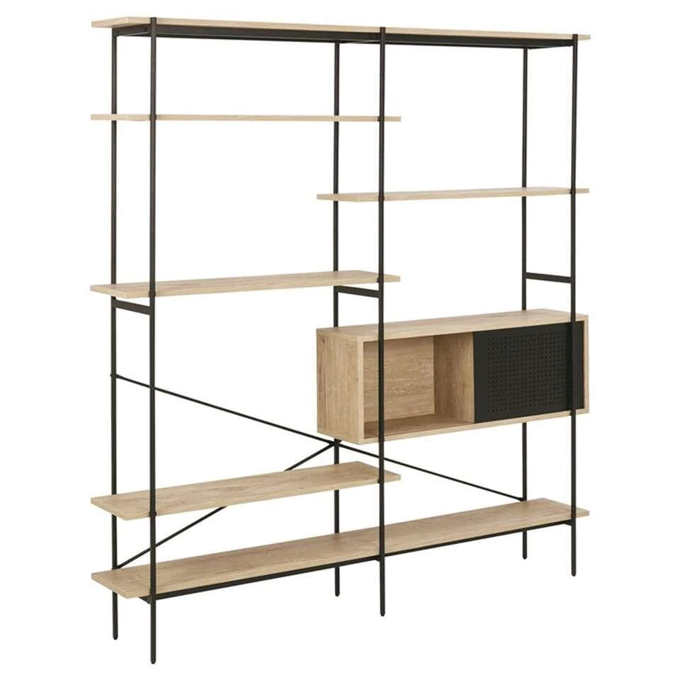 Boekenkast Vales - Eiken/zwart - 188x172x27 Cm 4 Boekenkast Vales - Eiken/zwart - 188x172x27 Cm - Afbeelding 2