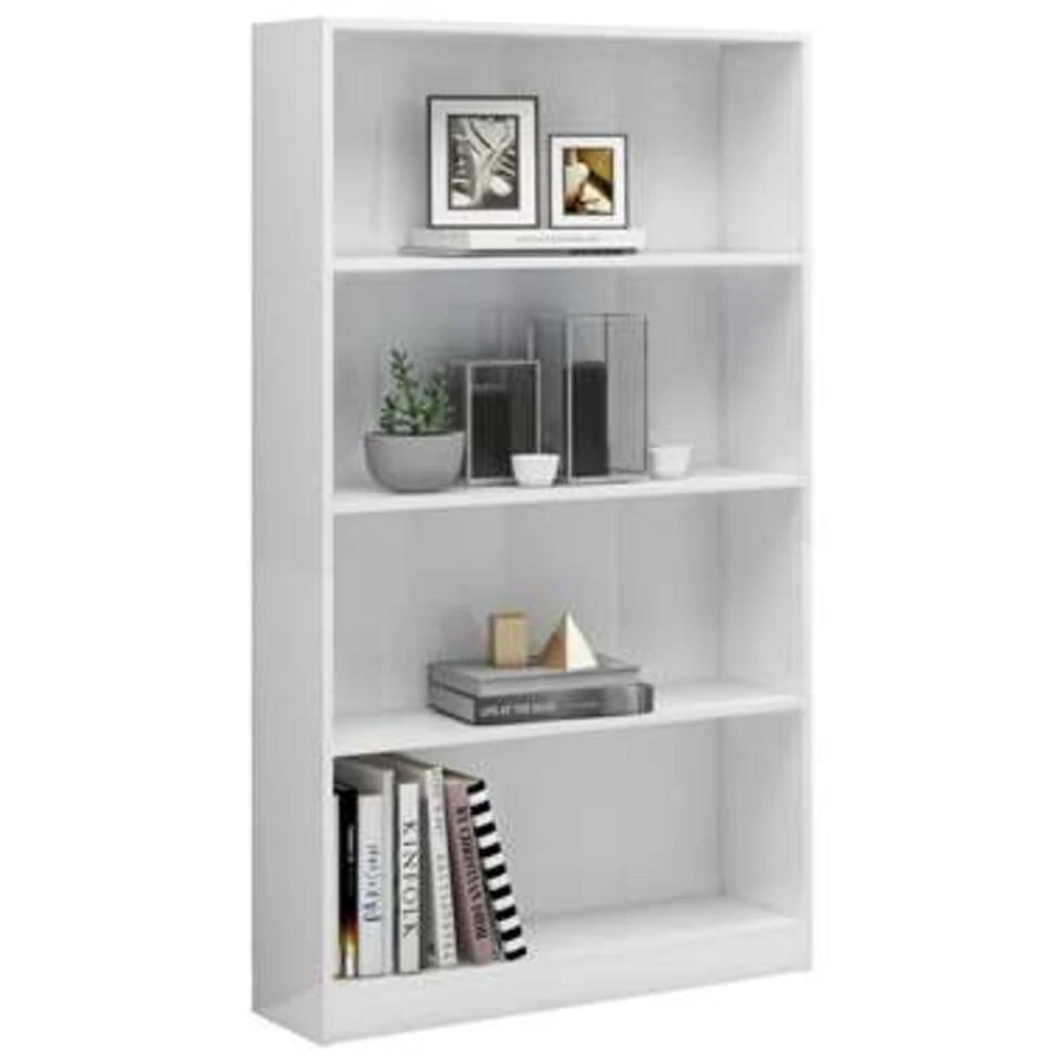 VidaXL Boekenkast 4 Schappen 80x24x142 Cm Bewerkt Hout Hoogglans Wit 5 VidaXL Boekenkast 4 Schappen 80x24x142 Cm Bewerkt Hout Hoogglans Wit - Afbeelding 3