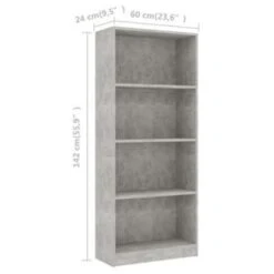 VidaXL Boekenkast Met 4 Schappen 60x24x142 Cm Bewerkt Hout Betongrijs -RoomStyle Verkoopwinkel 8b3cd0a1f5014ee9b8a74628bee7944b