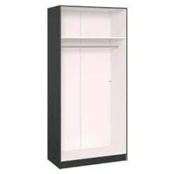 STOCK Kledingkast 2-deurs - Zwart/antraciet - 236x101,9x56,5 Cm -RoomStyle Verkoopwinkel 90102697 0400