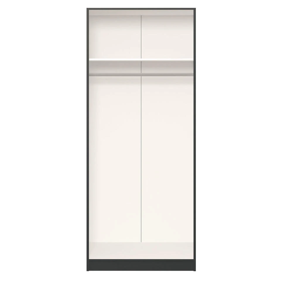 STOCK Kledingkast 2-deurs - Zwart/eikenkleur - 236x101,9x56 Cm 5 STOCK Kledingkast 2-deurs - Zwart/eikenkleur - 236x101,9x56 Cm - Afbeelding 3