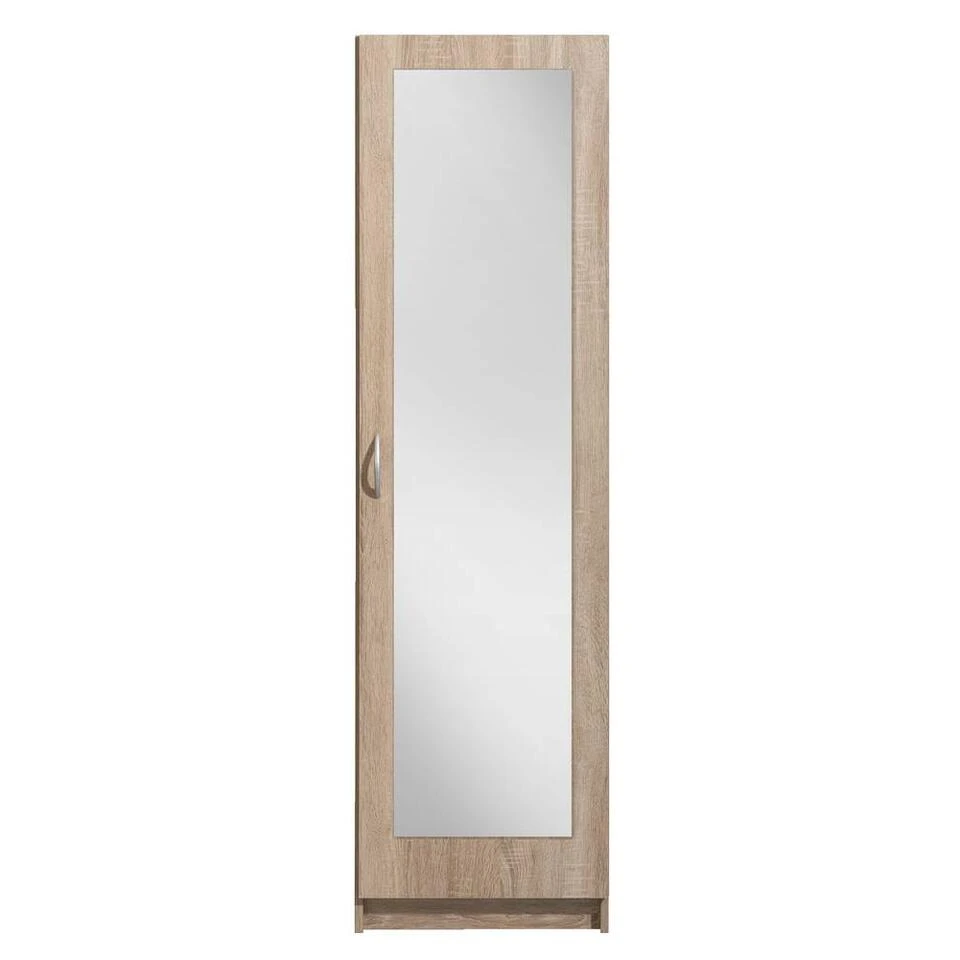 Kledingkast Varia 1-deurs Inclusief Spiegel - Licht Eiken - 175x49x50 Cm 3 Kledingkast Varia 1-deurs Inclusief Spiegel - Licht Eiken - 175x49x50 Cm