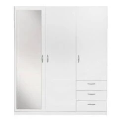 Kledingkast Varia 3-deurs Met Spiegel - Wit - 175x146x50 Cm