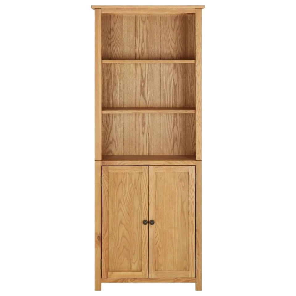 VidaXL Boekenkast Met 2 Deuren 70x30x180 Cm Massief Eikenhout 4 VidaXL Boekenkast Met 2 Deuren 70x30x180 Cm Massief Eikenhout - Afbeelding 2