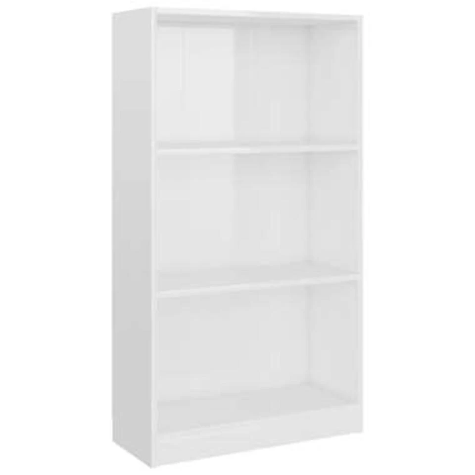 VidaXL Boekenkast 3 Schappen 60x24x109 Cm Bewerkt Hout Hoogglans Wit 4 VidaXL Boekenkast 3 Schappen 60x24x109 Cm Bewerkt Hout Hoogglans Wit - Afbeelding 2