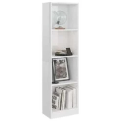 VidaXL Boekenkast Met 4 Schappen 40x24x142 Cm Spaanplaat Hoogglans Wit -RoomStyle Verkoopwinkel 9cfe1f3d9dae425c8ca139d5af28941d