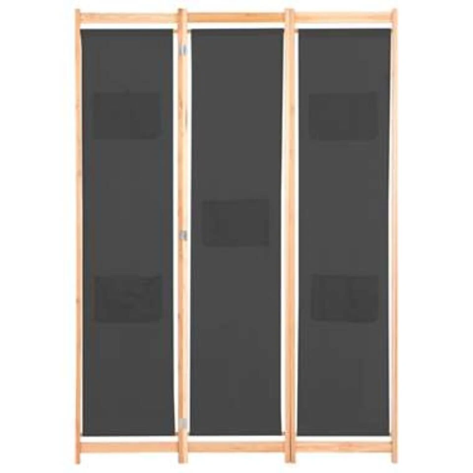 VidaXL Kamerscherm Met 3 Panelen 120x170x4 Cm Stof Grijs 4 VidaXL Kamerscherm Met 3 Panelen 120x170x4 Cm Stof Grijs - Afbeelding 2