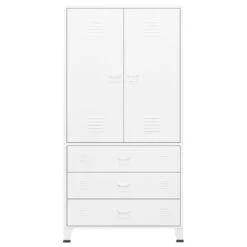VidaXL Kledingkast Industrieel 90x50x180 Cm Metaal Wit -RoomStyle Verkoopwinkel a59df8039ab74e20b29f82e4168fc9e2