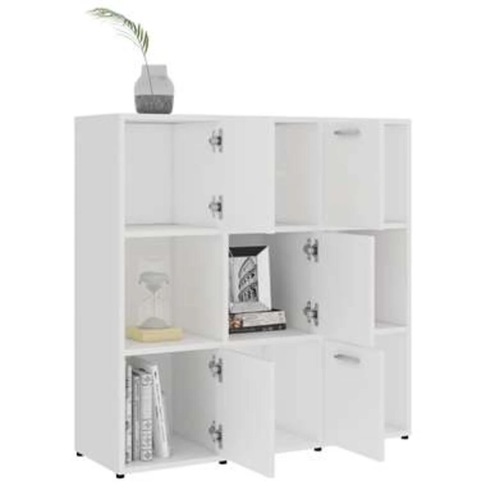 VidaXL Boekenkast 90x30x90 Cm Bewerkt Hout Wit 6 VidaXL Boekenkast 90x30x90 Cm Bewerkt Hout Wit - Afbeelding 4