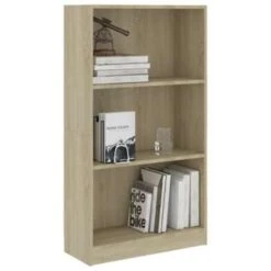 VidaXL Boekenkast Met 3 Schappen 60x24x109 Cm Bewerkt Hout Sonoma Eik -RoomStyle Verkoopwinkel ae73558d0a014f529b2604fa0e3cb0f1