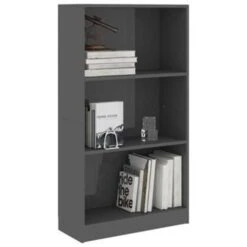 VidaXL Boekenkast 3 Schappen 60x24x109 Cm Bewerkt Hout Hoogglans Grijs -RoomStyle Verkoopwinkel b115f17952fa4b7ebfcc7f6c5fcd0904