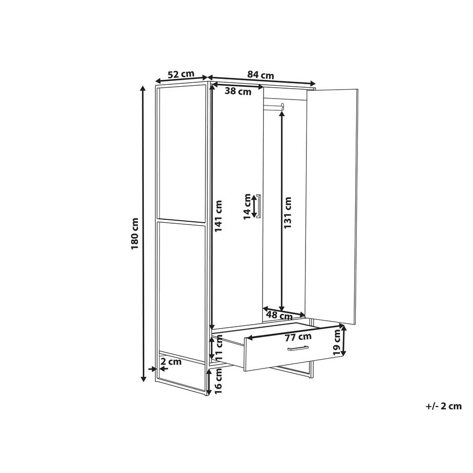 Beliani Kledingkast SCHWEDT - Lichte Houtkleur Vezelplaat 5 Beliani Kledingkast SCHWEDT - Lichte Houtkleur Vezelplaat - Afbeelding 3