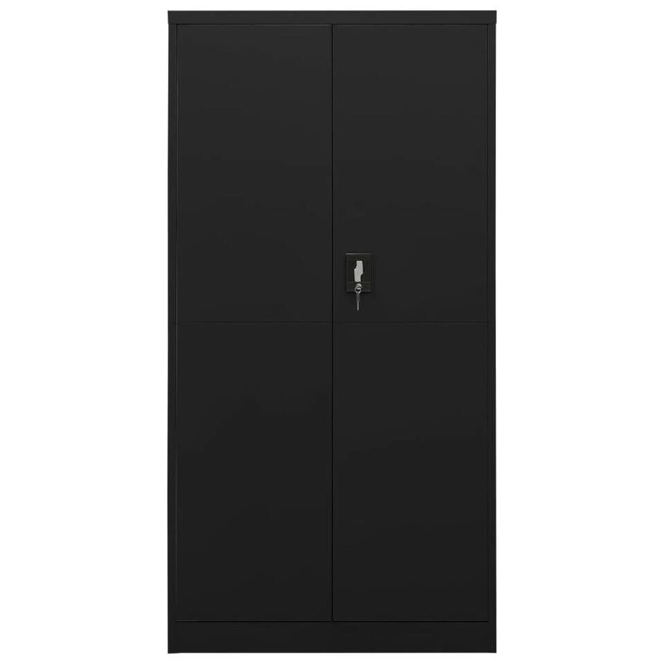 VidaXL Lockerkast 90x40x180 Cm Staal Zwart 3 VidaXL Lockerkast 90x40x180 Cm Staal Zwart - Afbeelding 2