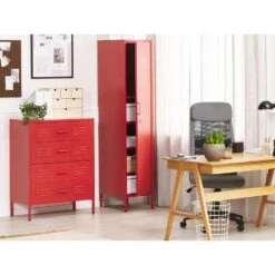Beliani Kantoorkast ENAGO - Rood Staal -RoomStyle Verkoopwinkel d741501fc5354f9dba72633df0a40ba4