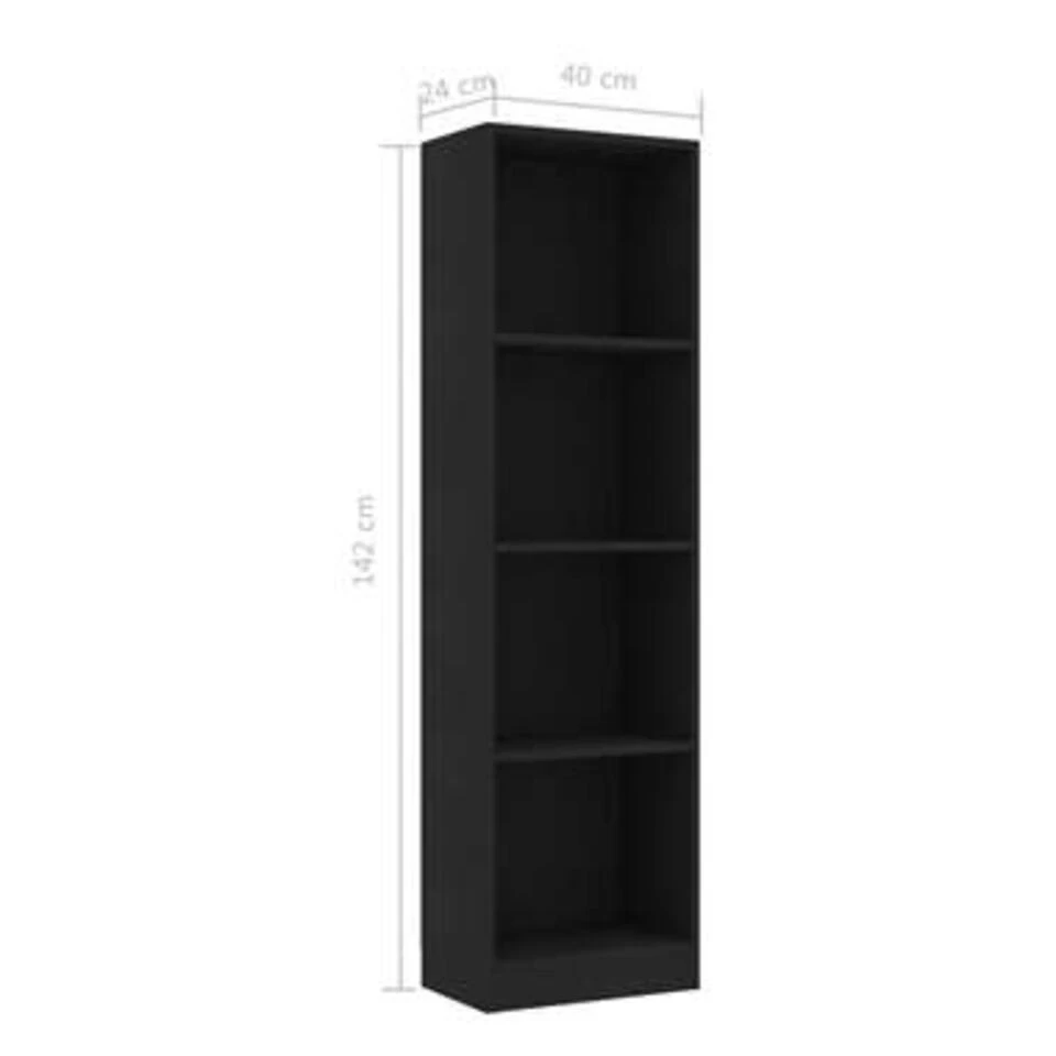 VidaXL Boekenkast Met 4 Schappen 40x24x142 Cm Spaanplaat Zwart 6 VidaXL Boekenkast Met 4 Schappen 40x24x142 Cm Spaanplaat Zwart - Afbeelding 4