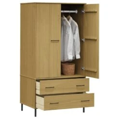 VidaXL Kledingkast Metalen Poten OSLO 90x55x172,5 Cm Grenenhout Bruin -RoomStyle Verkoopwinkel ddeb4d6ffa2c4f51ab7355678e8db3d5