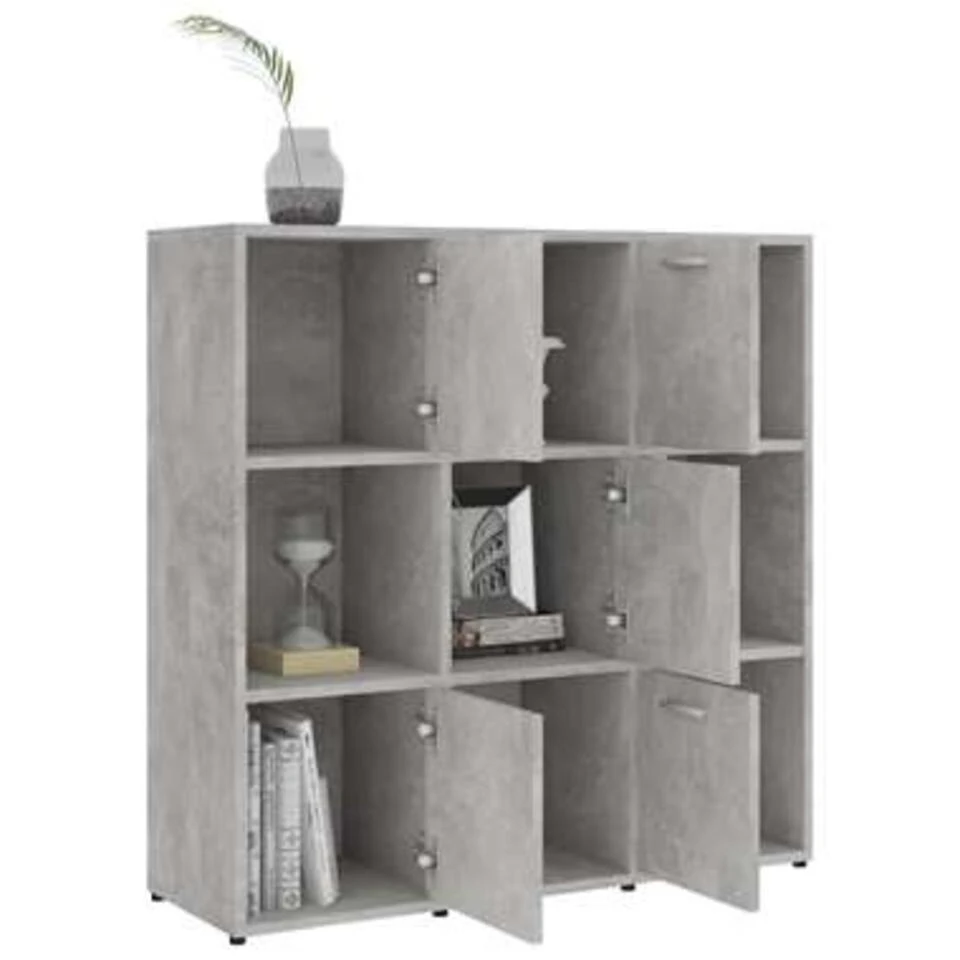 VidaXL Boekenkast 90x30x90 Cm Spaanplaat Betongrijs 6 VidaXL Boekenkast 90x30x90 Cm Spaanplaat Betongrijs - Afbeelding 4