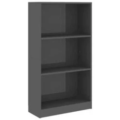 VidaXL Boekenkast 3 Schappen 60x24x109 Cm Bewerkt Hout Hoogglans Grijs -RoomStyle Verkoopwinkel ecc298ada5a44980bde09beff17b4d34