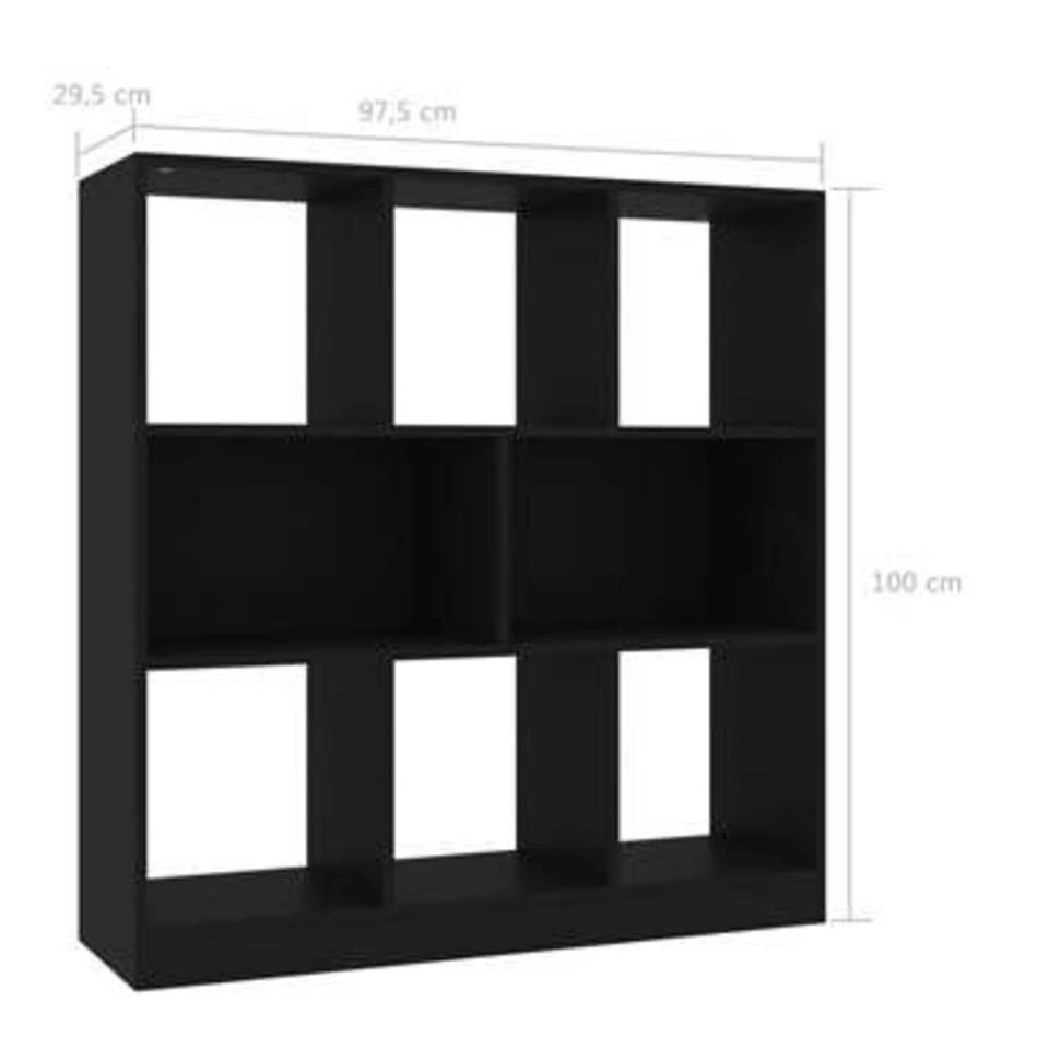 VidaXL Boekenkast 97,5x29,5x100 Cm Bewerkt Hout Zwart 6 VidaXL Boekenkast 97,5x29,5x100 Cm Bewerkt Hout Zwart - Afbeelding 4